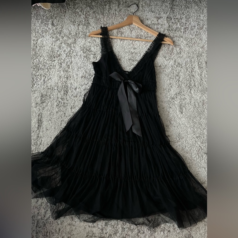 Black Lacey ribbon fluffy dress